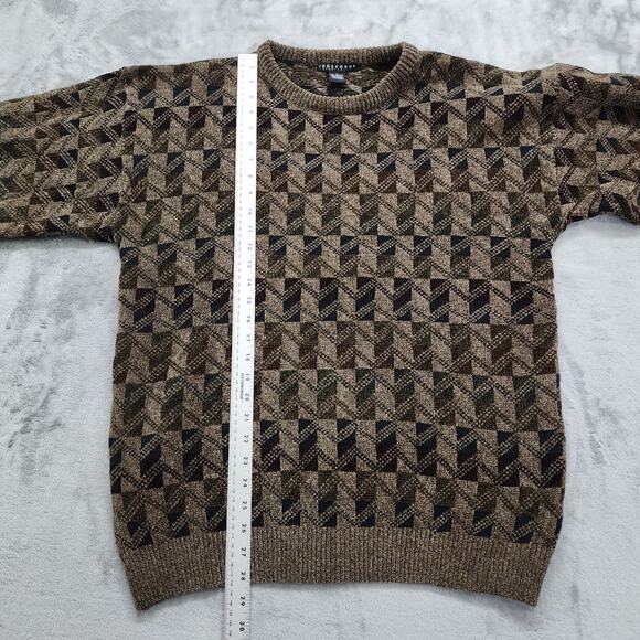 Vintage Consensus Sportswear Sweater Mens L Brown Multicolor Geometric Crew Neck - Picture 7 of 8
